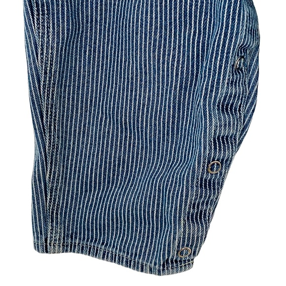 OSH KOSH Baby 24M Blue & White Pin Striped Denim Overalls Bibs With Diaper Snaps - Picture 11 of 15